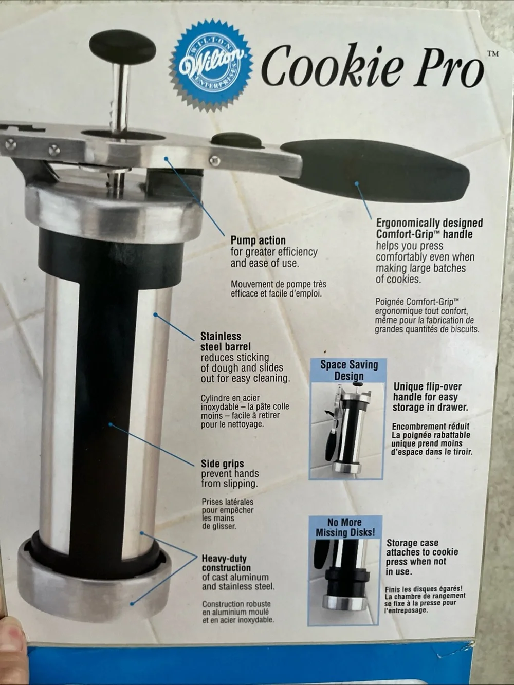 Wilton Cookie Pro Cookie Press 2104-4002 Stainless Barrel 10 Disks Spritz Maker